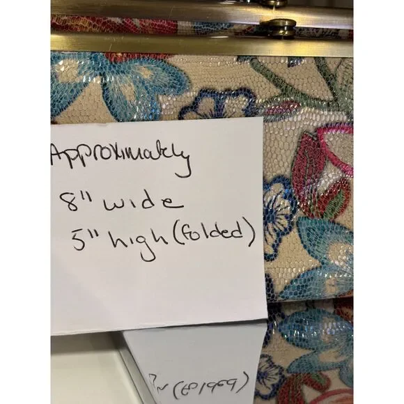 Hobo Lauren Double Kiss Lock Wallet Clutch Floral Stitch - Picture 9 of 9